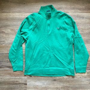 Vineyard Vines Quarter Zip Sweater Green Pima Cotton Sz Large